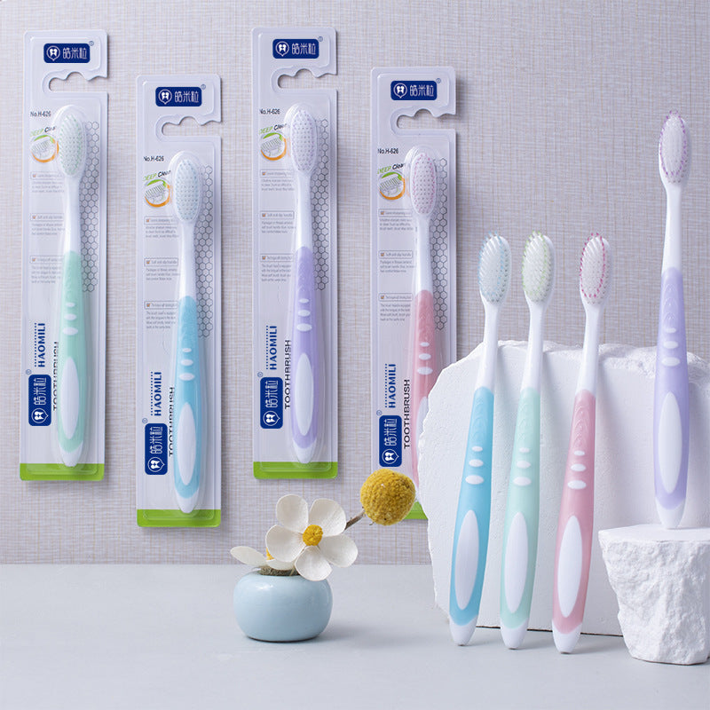 Non-Slip Silicone High-End Soft-Bristled Toothbrush for Adults Household Wholesale Supermarket Pendant Large Head Round Hole High-Density Toothbrush Wholesale - image 1