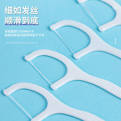 Dental Floss Oral cleaning disposable smooth boxed dental floss 50 PCs plastic dental floss bow-shaped portable dental floss stick - image 3