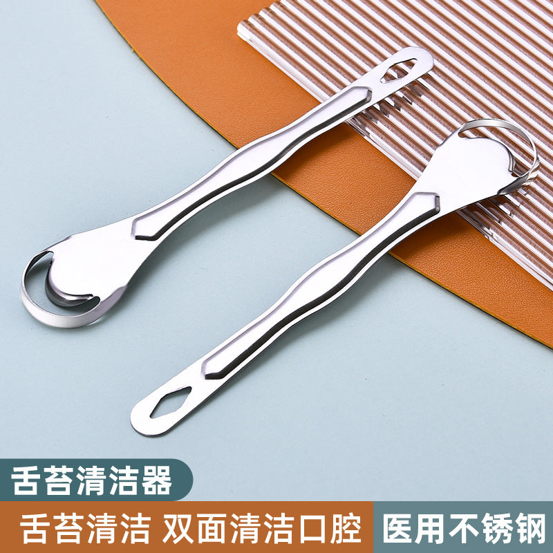 Stainless steel tongue scraper tongue coating cleaner tongue coating brush removing tongue coating deodorant household adult oral cleaning tools - image 3