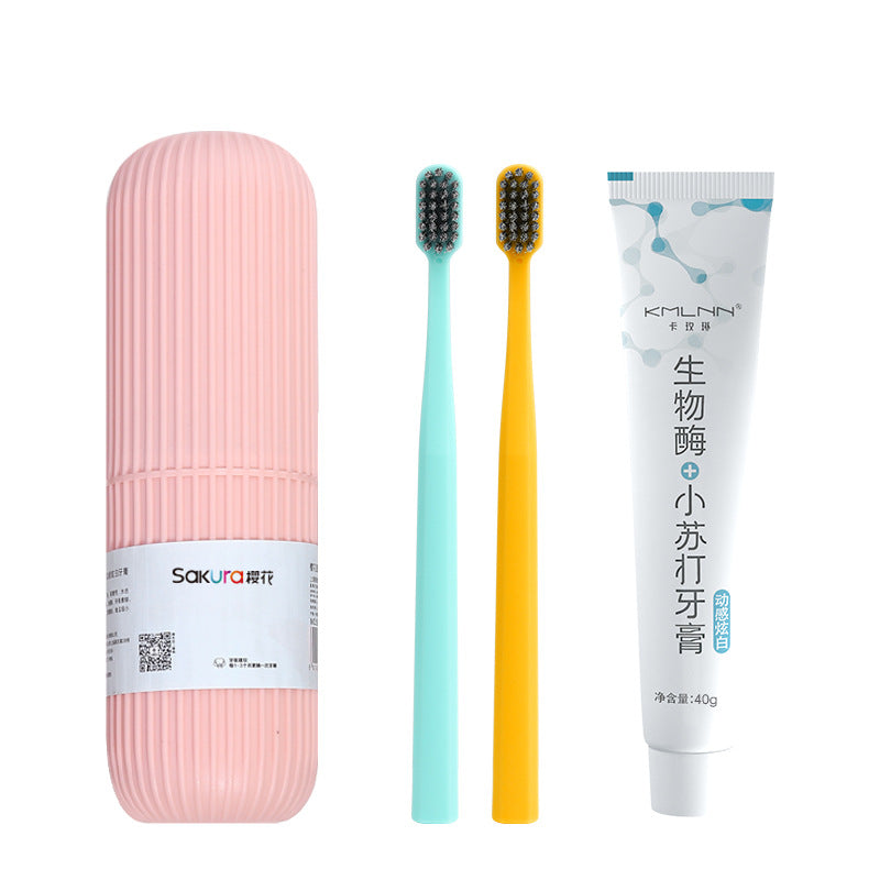 Portable Toothbrush Barrel Student Dormitory Toothbrush Combination Set Toothbrush Toothpaste Set Adult Sakura Sakura - image 5