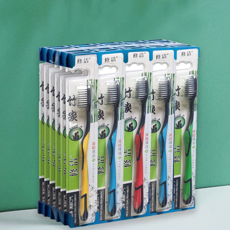 Bamboo Charcoal Soft-Bristled Toothbrush Little Doctor Adult Single High-End Toothbrush Hotel Home Department Store Toothbrush Wholesale Delivery - image 1