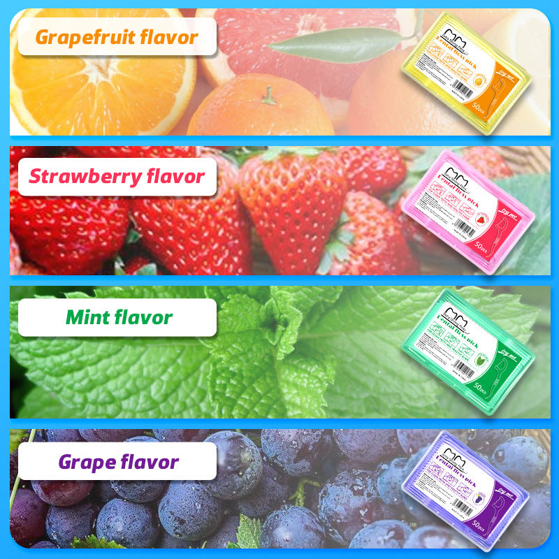 Cross-Border Export Dental Floss Manufacturer Wholesale Ultra-Fine Dental Floss Fruit Flavor Boxed 50 Dental Floss Sticks Disposable Toothpicks - image 2