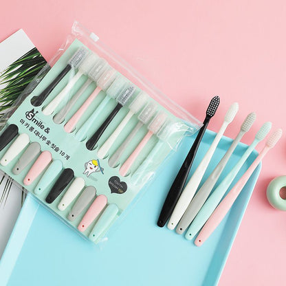 Macaron Soft-Bristled Disposable Hospitality Toothbrush for Home Guests to Clean between Teeth and Clean Adult Small Head Toothbrush - image 3