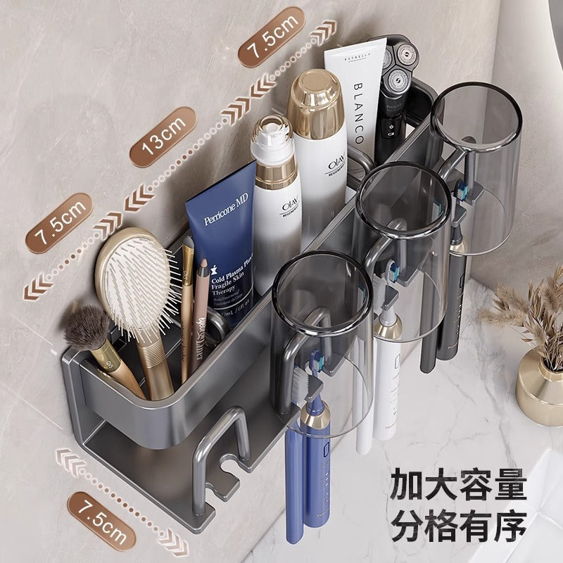 Electric tooth Cup toothpaste toothbrush rack household suit punch-free bathroom mouthwash Cup wall hanging - image 3