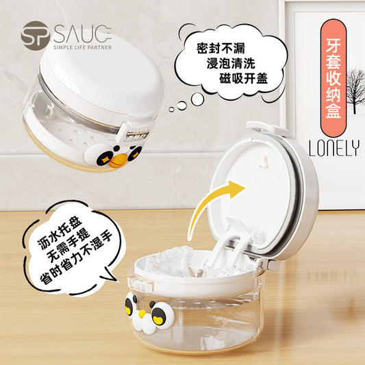Japanese Dust-Proof Braces Box Denture Cleaner Box Retainer Storage Box Retainer Orthodontic Box with Mirror - image 2