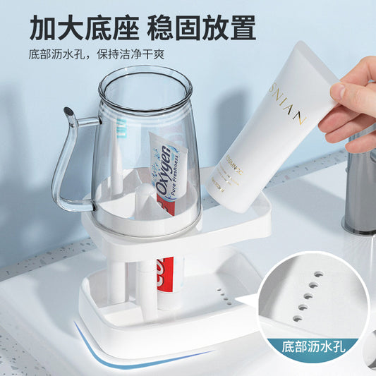 Wall-Mounted Toothbrush and Cup Holder, No-Drill Bathroom Sink Organizer for Toiletries - image 2
