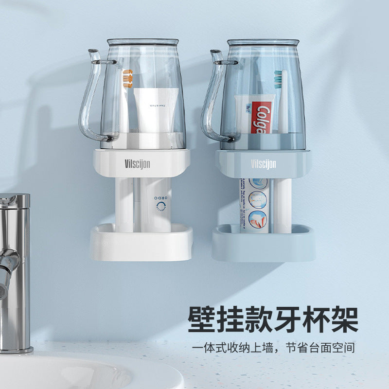 Wall-Mounted Toothbrush and Cup Holder, No-Drill Bathroom Sink Organizer for Toiletries - image 4