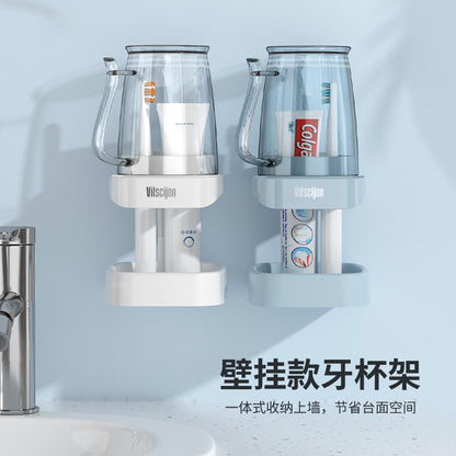 Wall-Mounted Toothbrush and Cup Holder, No-Drill Bathroom Sink Organizer for Toiletries - image 4