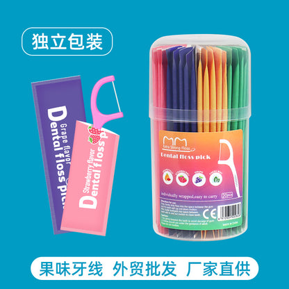 Foreign trade fruity mint dental floss independent packaging wholesale bottled 20 disposable dental floss sticks toothpicks individually packaged - image 1