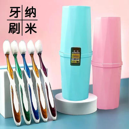 [5 cups] nano soft bristle toothbrush adult high-end household gingival protection filament deep cleaning men's and women's family - image 2