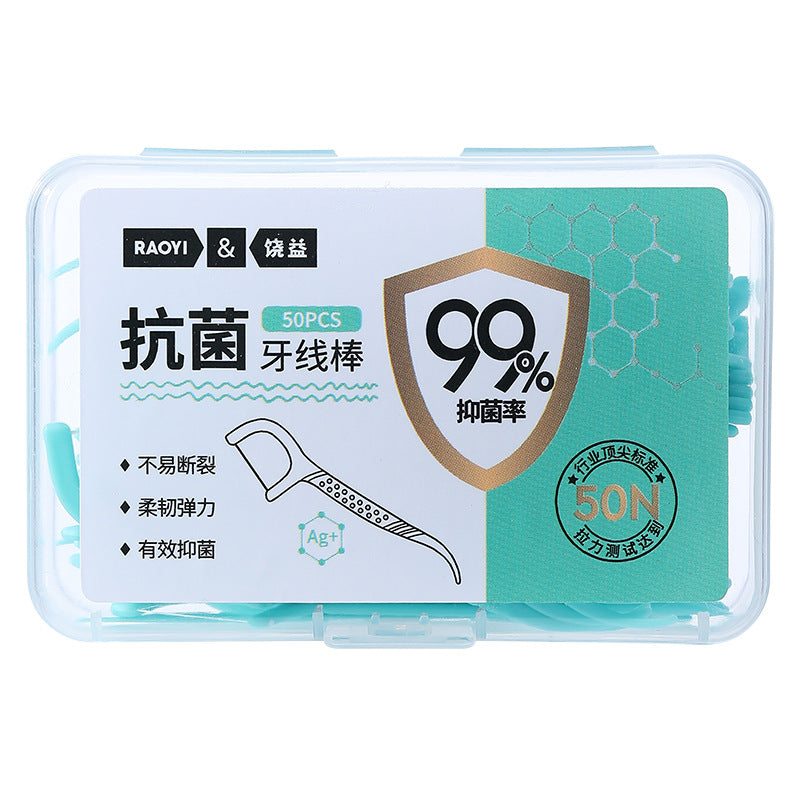 Antibacterial Dental Floss 50 Box Portable Teeth Picking Oral Interdental Cleaning Care Disposable Dental Floss Sticks Spot Wholesale - image 5