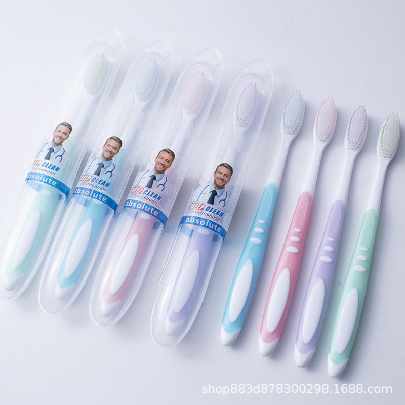 Toothbrush Large Head High Density Boxed Color High-Grade Soft Bristles Two-Color Independent Travel Tube Adult Household Toothbrush Wholesale - image 1