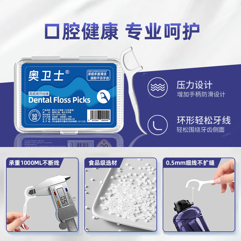 Aowei Superfine Floss Stick Disposable Toothpick Dental Floss Home Pack Portable Floss Box Classic Smooth Dental Floss - image 3