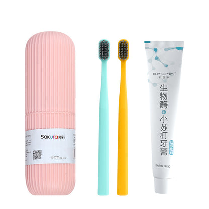 Portable Toothbrush Barrel Student Dormitory Toothbrush Combination Set Toothbrush Toothpaste Set Adult Sakura Sakura - image 5