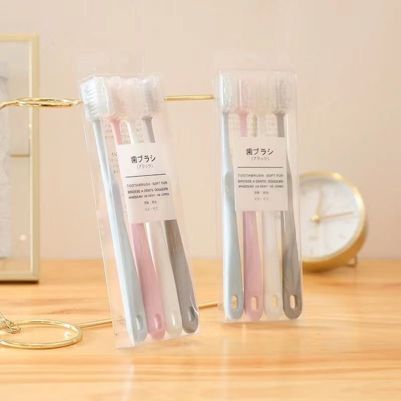 Macaron Toothbrush 4 Pack Large Head Bamboo Charcoal Ultra-Fine Soft Bristles for Men and Women Home Travel Japanese Style Unprinted Toothbrush Set - image 2
