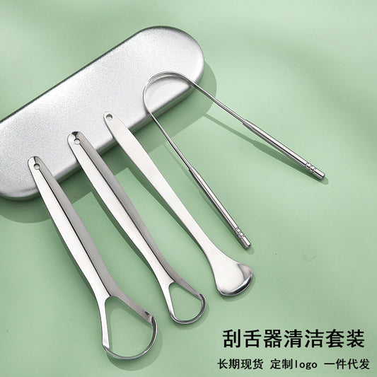 Stainless Steel Tongue Scraper U-Shaped Tongue Cleaner Tongue Scraper Set of Three Tongue Brushes Oral Cleaning Tongue Scraper - image 1