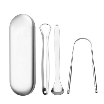 Stainless Steel Tongue Scraper U-Shaped Tongue Cleaner Tongue Scraper Set of Three Tongue Brushes Oral Cleaning Tongue Scraper - image 3