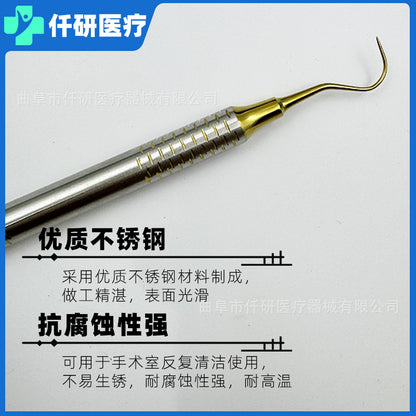 Dental Stainless Steel Three-piece Oral 3-piece Set Gold Mouth Mirror Probe Tweezers Dental Tool Set Oral Instrument - image 2