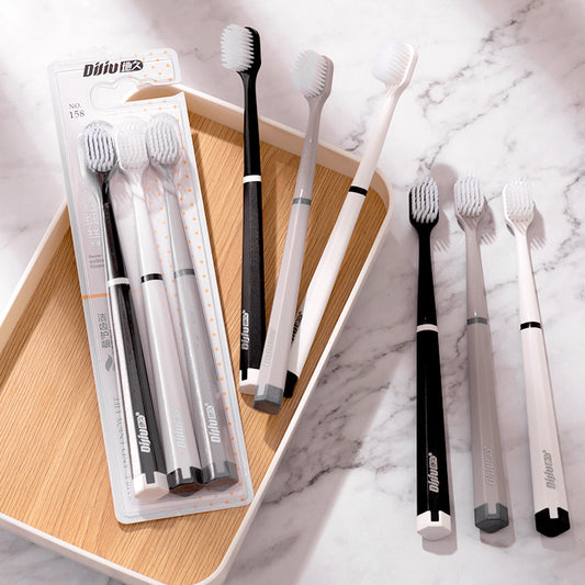 Japanese-Style Premium Toothbrush Soft Bristles Household Set Adult Wide Head Teeth Cleaning Portable Three-Pack Cross-Border Wholesale - image 2