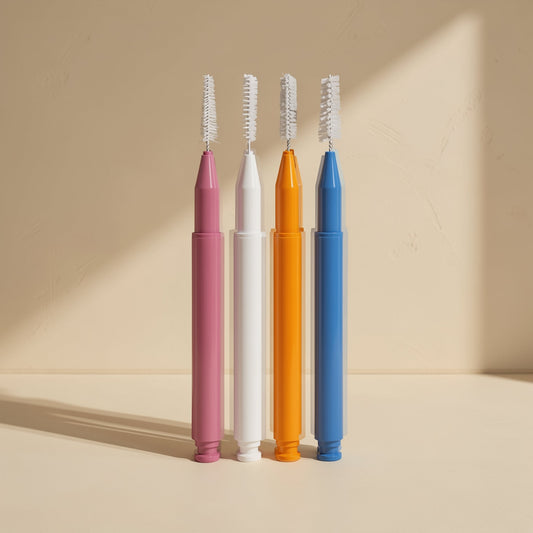 Disposable interdental brush with stainless steel wire and plastic material