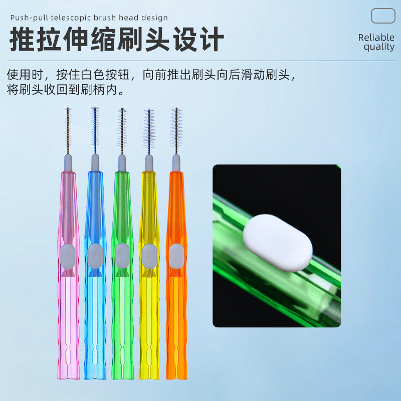 Straight Push-Pull Interdental Brush with Retractable Brush Head for Orthodontic Cleaning of Tooth Gaps 1 Bulk Push-Pull Interdental Brush - image 4