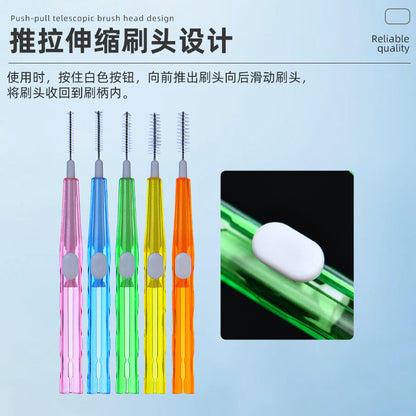Straight Push-Pull Interdental Brush with Retractable Brush Head for Orthodontic Cleaning of Tooth Gaps 1 Bulk Push-Pull Interdental Brush - image 4