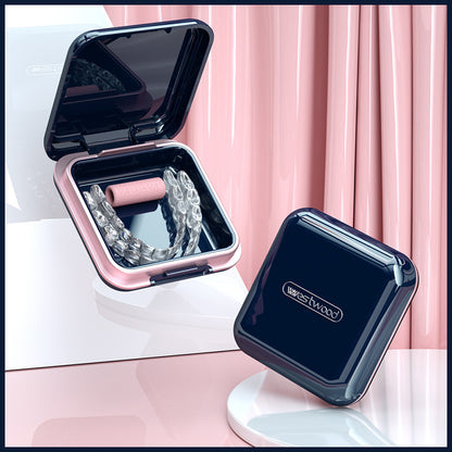 Braces storage box with mirror small medicine box compartment denture storage box denture elderly cross-border explosions - image 2