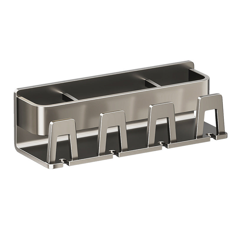 Hole-free Gun Grey Brush Cup Wall-mounted Wall-mounted Toilet Toothbrush Wall-mounted Household Storage Rack - image 5