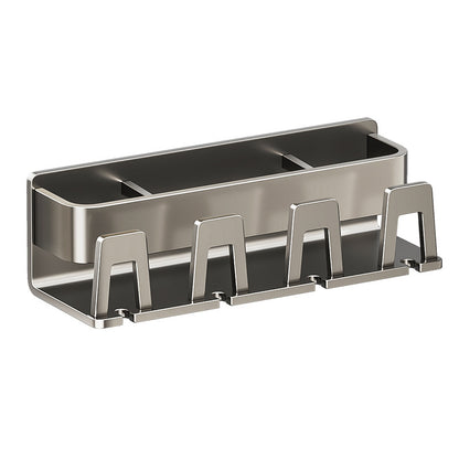 Hole-free Gun Grey Brush Cup Wall-mounted Wall-mounted Toilet Toothbrush Wall-mounted Household Storage Rack - image 5