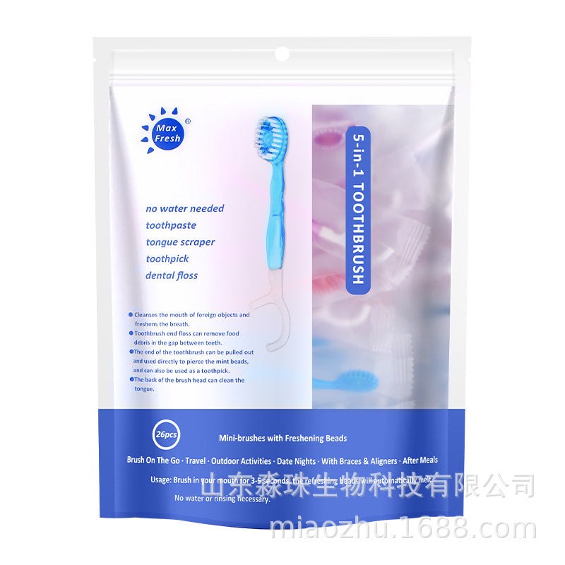 Cross-border explosive bead toothbrush disposable mini portable home independent English soft bristle toothpick dental floss suit wholesale - image 5