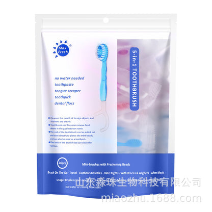 Cross-border explosive bead toothbrush disposable mini portable home independent English soft bristle toothpick dental floss suit wholesale - image 5