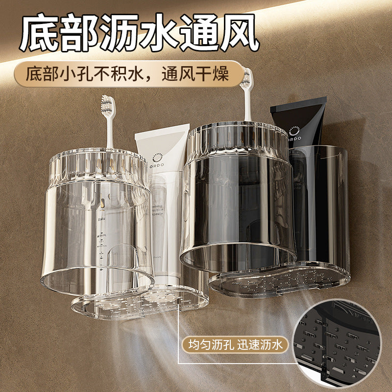 Toothbrush Rack Gargle Cup Non-Punch Storage Rack Toothbrush Holder Toilet Toothbrush Cup Holder Wall-Mounted Activity - image 3
