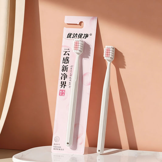 Cream-Colored High-End Soft-Bristle Toothbrush with Roman Column Handle, Dense Soft Bristles, Square-Hole Dense Bristle Toothbrush, Wholesale from Manufacturer - image 2