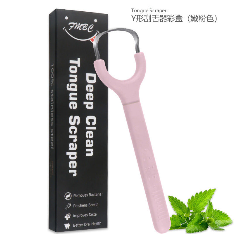 New Style 304 Stainless Steel Y-Shaped Tongue Scraper Cleaning Tongue Odor Removal Tongue Scraper Portable Tongue Coating Brush - image 2