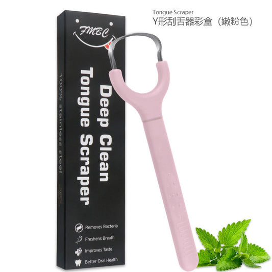 New Style 304 Stainless Steel Y-Shaped Tongue Scraper Cleaning Tongue Odor Removal Tongue Scraper Portable Tongue Coating Brush - image 2