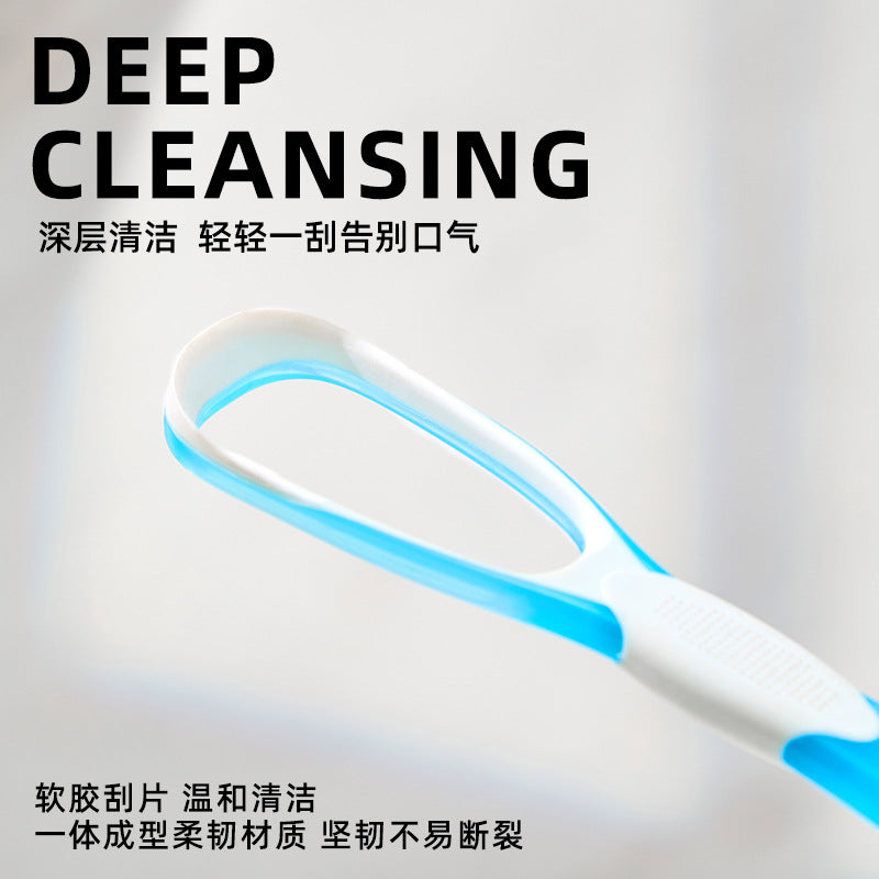 Soft rubber tongue coating cleaner double-sided brush head gentle care oral blister independent packaging source manufacturers wholesale - image 3