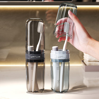 Travel Toothbrush Storage Finishing Mouthwash Cup Essential Artifact for Lazy People Light Luxury Storage Transparent Portable Toothbrush Cup - image 4