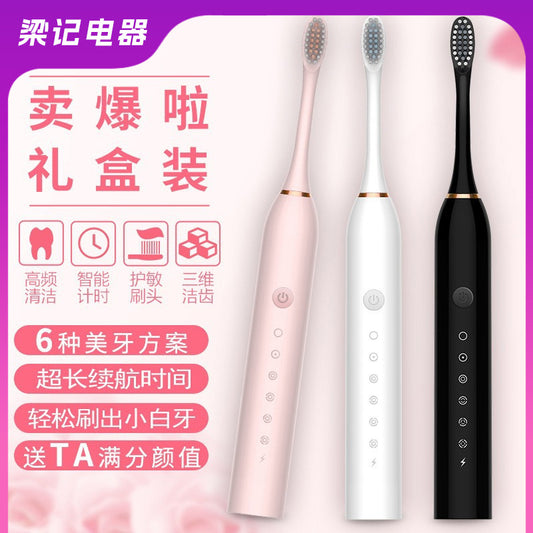 Cross-Border Electric Toothbrush Rechargeable Portable Fully Automatic Universal Ultrasonic Tooth Rinser for Adults and Children Manufacturer Wholesale - image 1