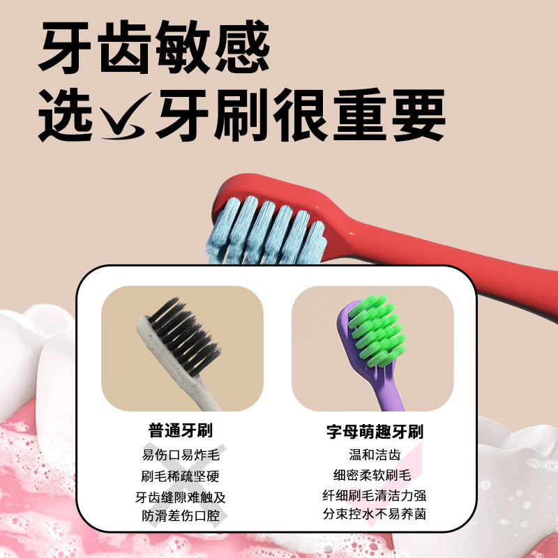 Mike baby children's soft bristled toothbrush cute fun letter shape 10 barreled can be stored factory wholesale - image 4