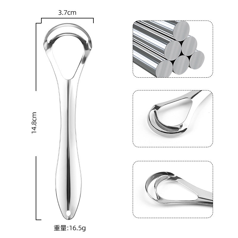 Stainless Steel Large Tongue Scraper Cleaning Oral Tongue Coating Cleaner Adult Halitosis Scraper U-shaped Tongue Scraper - image 4