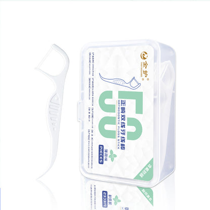 Gold Orthodontic Dental Floss Mint Flavor Fluoride-Containing Double-Line Floss Stick for Teeth Correction Special Family Pack Ultra-Fine Toothpick - image 5