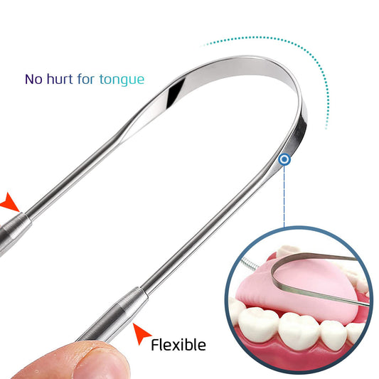Stainless steel tongue coating cleaner tongue scraper tongue coating device opening tongue scraper tongue brush tongue scraper oral tool - image 2