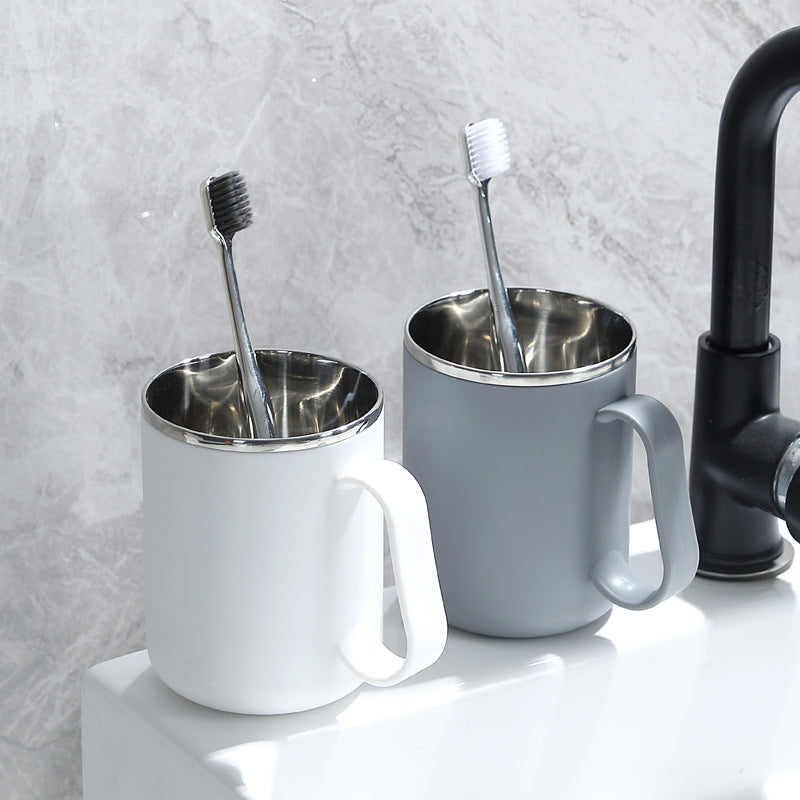 Bathroom Stainless Steel Mouthwash Cup High-value Student Dormitory Wash Cup Ins Wind Brush Cup Household Toothbrush Cup - image 2