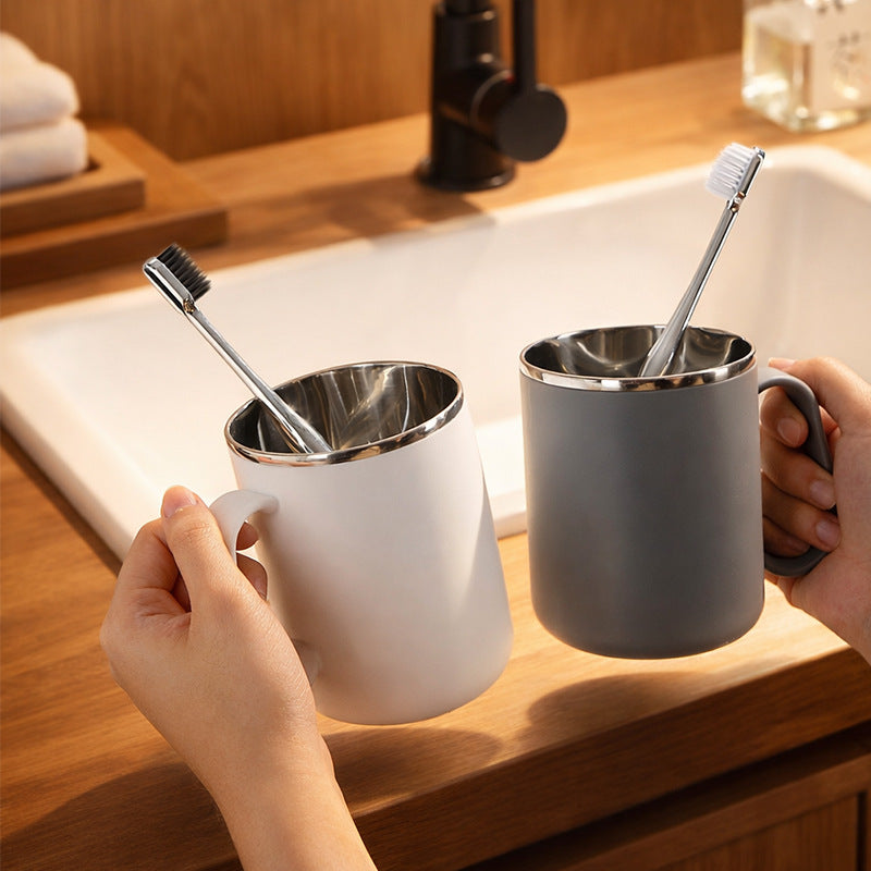 Bathroom Stainless Steel Mouthwash Cup High-value Student Dormitory Wash Cup Ins Wind Brush Cup Household Toothbrush Cup - image 3