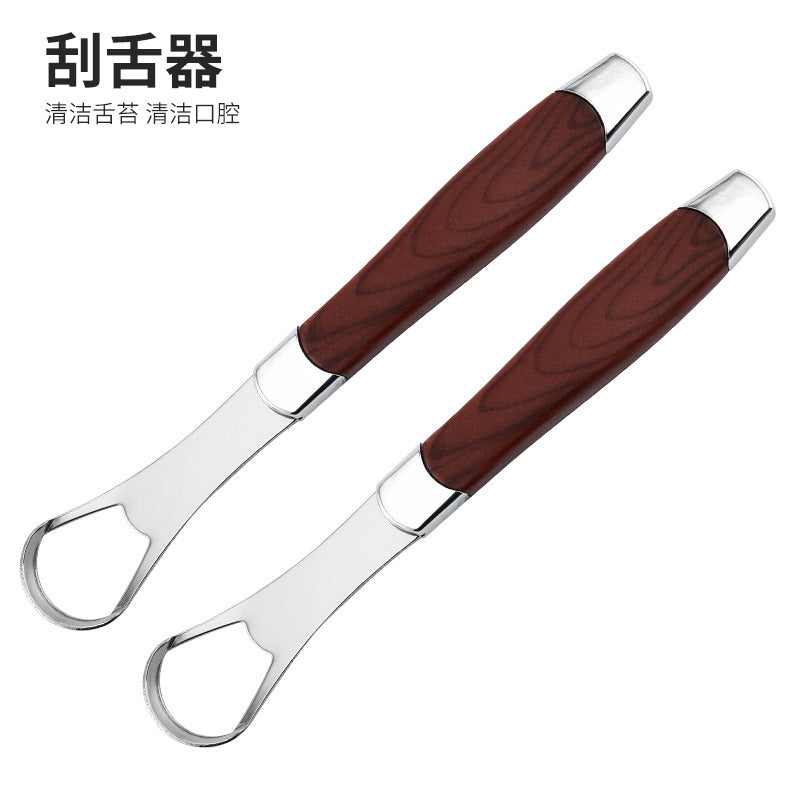 Tongue cleaner tongue cleaner stainless steel wood grain tongue scraper tongue brush oral cleaning tool can be used instead of hair - image 1