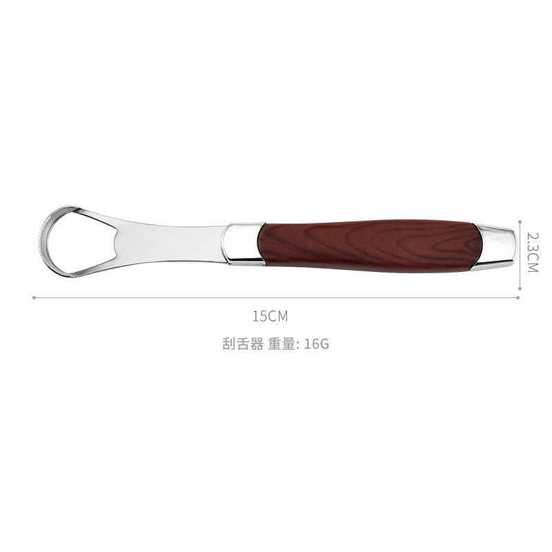 Tongue cleaner tongue cleaner stainless steel wood grain tongue scraper tongue brush oral cleaning tool can be used instead of hair - image 3