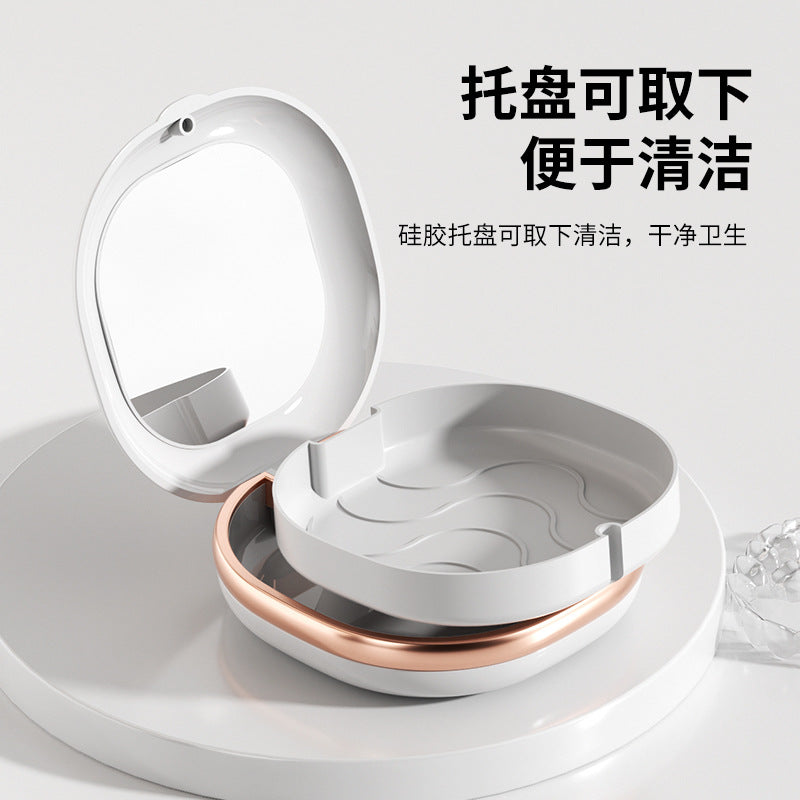 Portable Braces Box with Mirror Soak Box Corrector Denture Storage Box Lock Portable Orthodontic Holder Storage Box - image 2