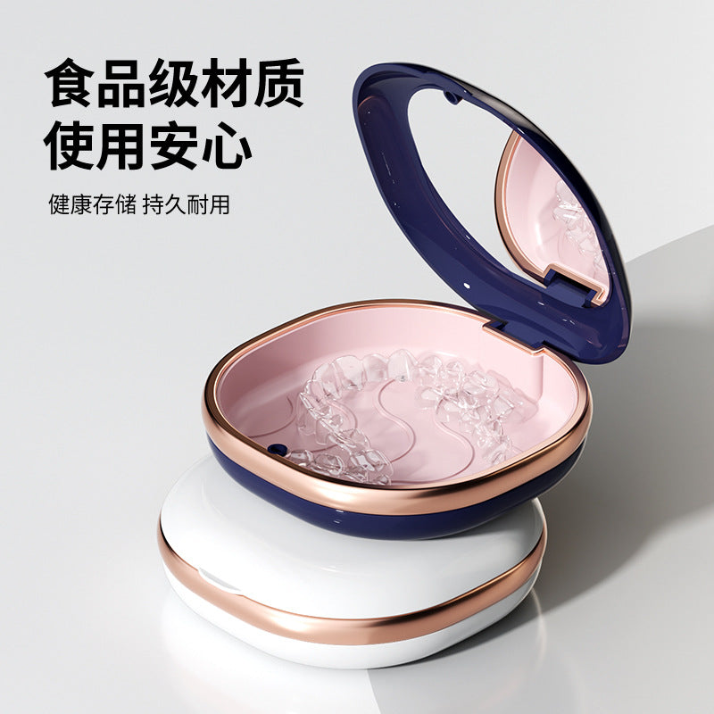 Portable Braces Box with Mirror Soak Box Corrector Denture Storage Box Lock Portable Orthodontic Holder Storage Box - image 3