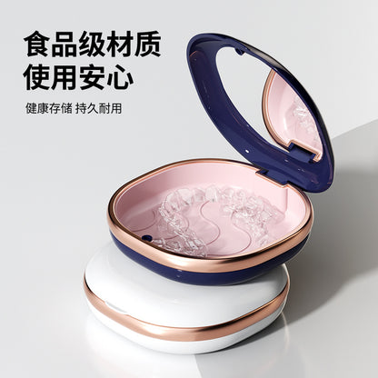 Portable Braces Box with Mirror Soak Box Corrector Denture Storage Box Lock Portable Orthodontic Holder Storage Box - image 3