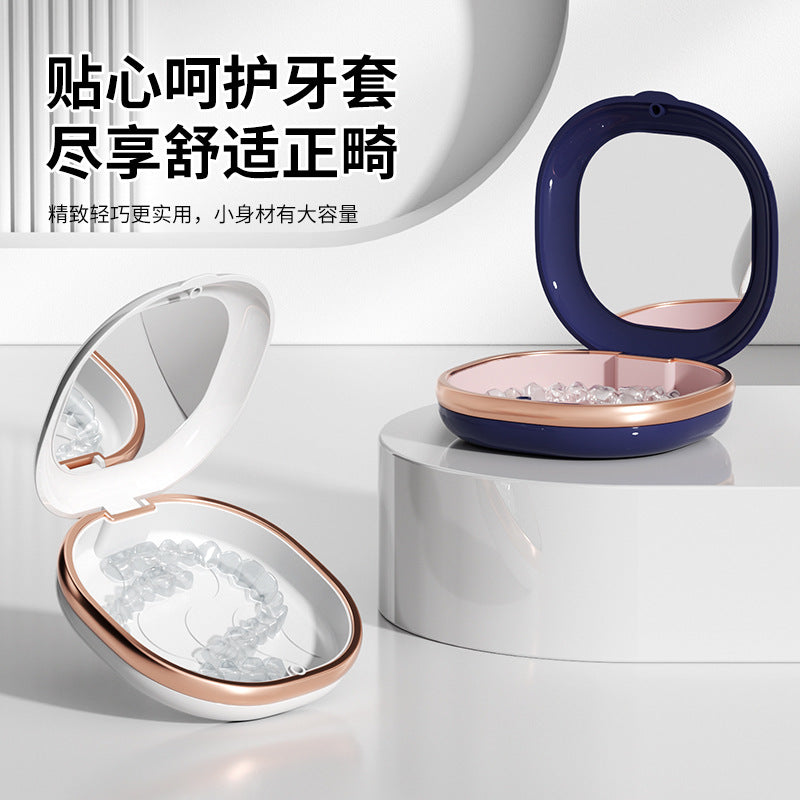 Portable Braces Box with Mirror Soak Box Corrector Denture Storage Box Lock Portable Orthodontic Holder Storage Box - image 4